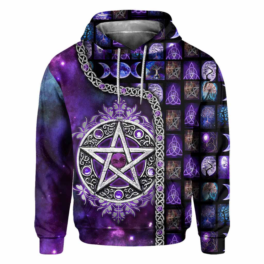 Witch Vibes Purple Pentagram All Over T-shirt and Hoodie