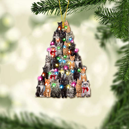 Cat Christmas Tree - Cat Ornament (Printed On Both Sides) 1022