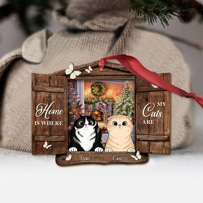 Home Is Where My Cats Are - Personalized Christmas Ornament (Printed On Both Sides)