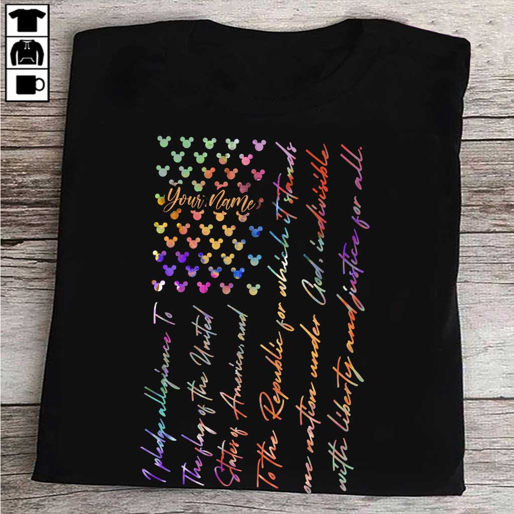 Mouse Ears Pledge Of Allegiance - Personalized Independence Day T-shirt and Hoodie