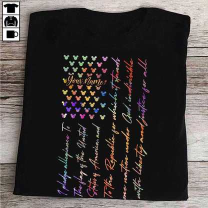 Mouse Ears Pledge Of Allegiance - Personalized Independence Day T-shirt and Hoodie