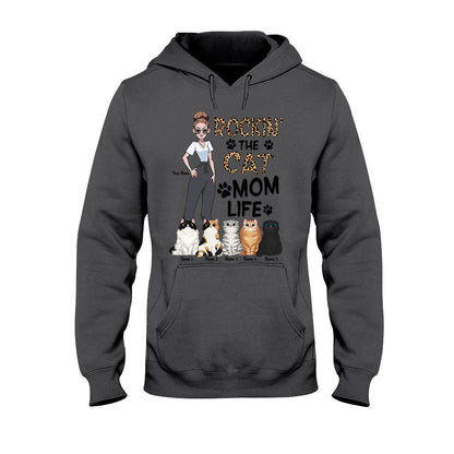 Rockin The Cat Mom Life - Personalized Cat T-shirt and Hoodie