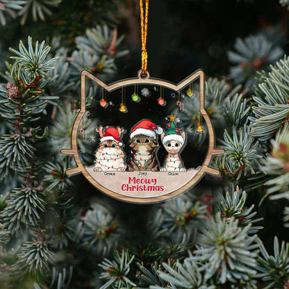 Meowy Christmas - Personalized Christmas Cat Layers Mix Ornament