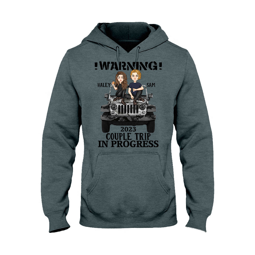 Warning Couple Trip - Personalized Couple Car T-shirt and Hoodie