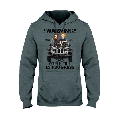 Warning Couple Trip - Personalized Couple Car T-shirt and Hoodie