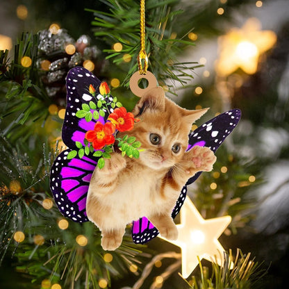 Cute Kitten Sunflower - Cat Ornament (Printed On Both Sides) 1022