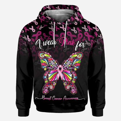 I Wear Pink For Breast Cancer Awareness Butterfly - Breast Cancer Awareness All Over T-shirt and Hoodie 0822
