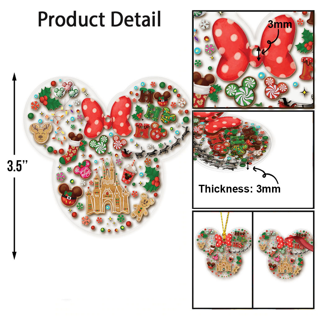 Christmas Magic Kingdom Ho Ho Ho - Mouse Transparent Ornament