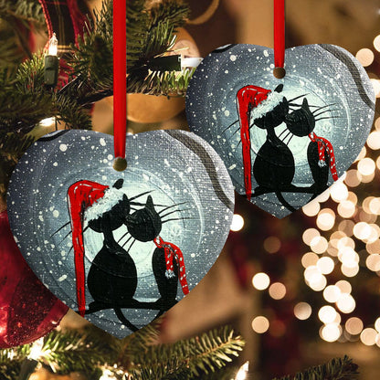 Christmas Cat Couple - Cat Ornament (Printed On Both Sides) 1022
