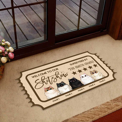 Welcome To Our Show - Personalized Cat Shaped Doormat