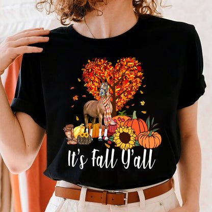 It's Fall Y'all Horse T-shirt and Hoodie 0823