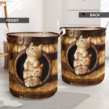 Cat Wood Pattern Print Cat Storage Basket 0622
