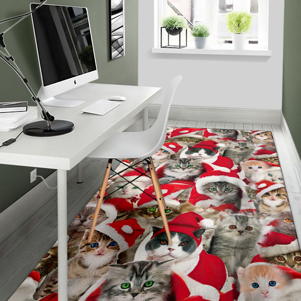 Meowy Christmas Cat Rug 0622