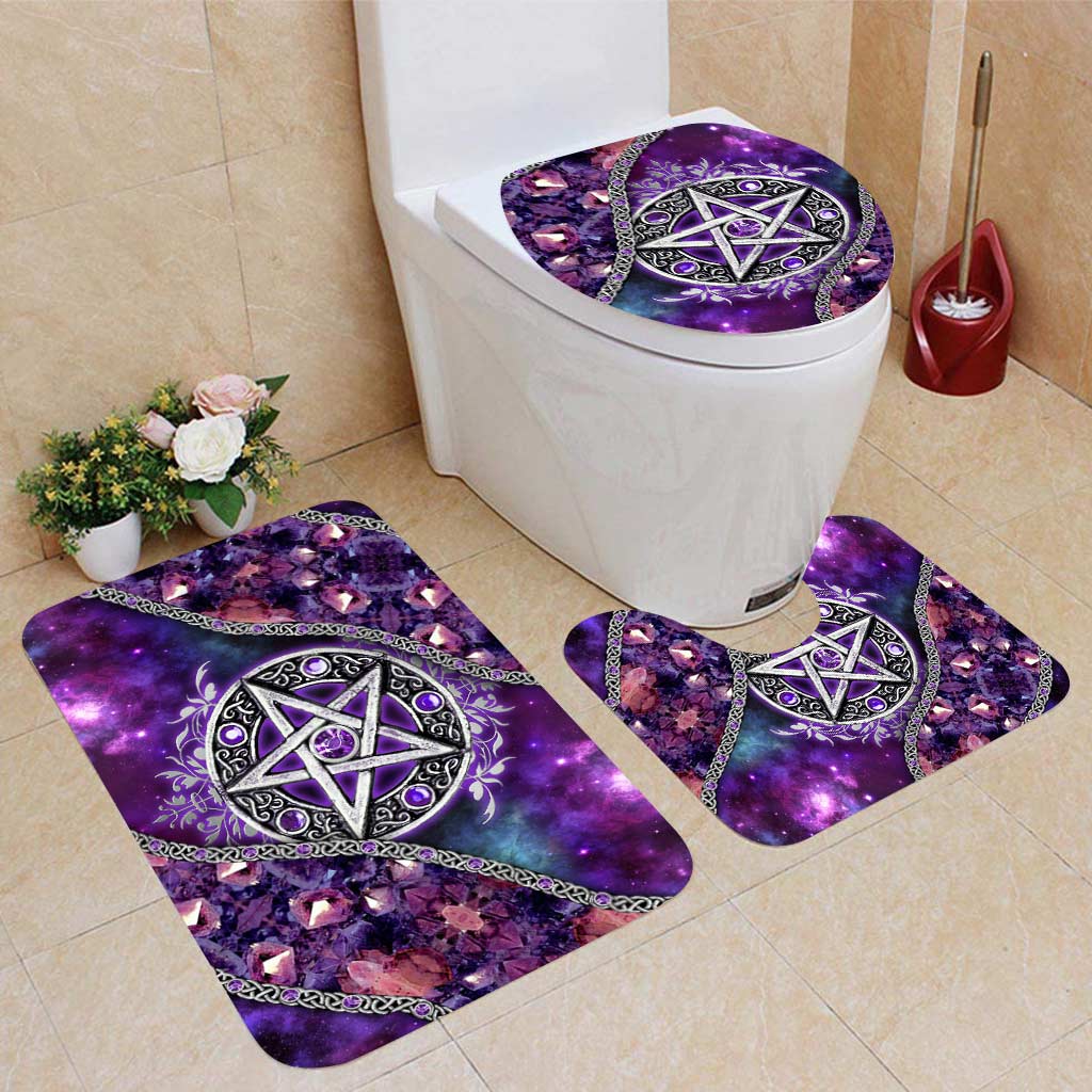 Purple Pentacle Witch Vibes - Bathroom Curtain & Mats Set
