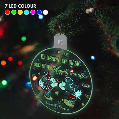 Still Happily Ever After - Personalized Christmas Mouse Round Led Acrylic Ornament
