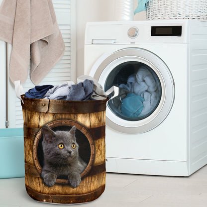 Cat Faux Wood Basket Cat Storage Basket 0622