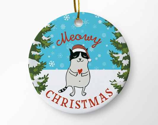 Funny Cat In Winter Meowy - Cat Ornament (Printed On Both Sides) 1122