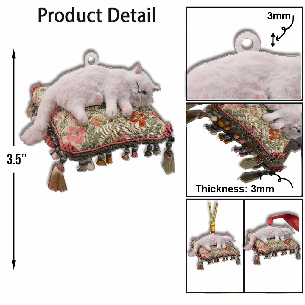 Happy Kitty - Christmas Cat Ornament With 3D Pattern Print (Printed On Both Sides)