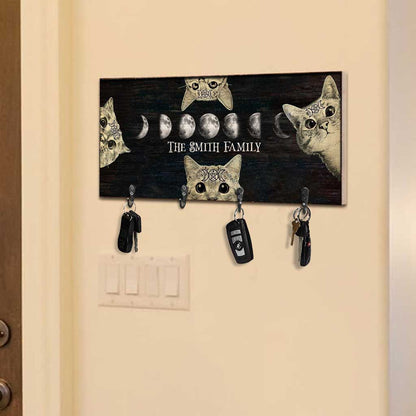 Witchy Vibes Moon Phase Cat - Personalized Witch Key Rack