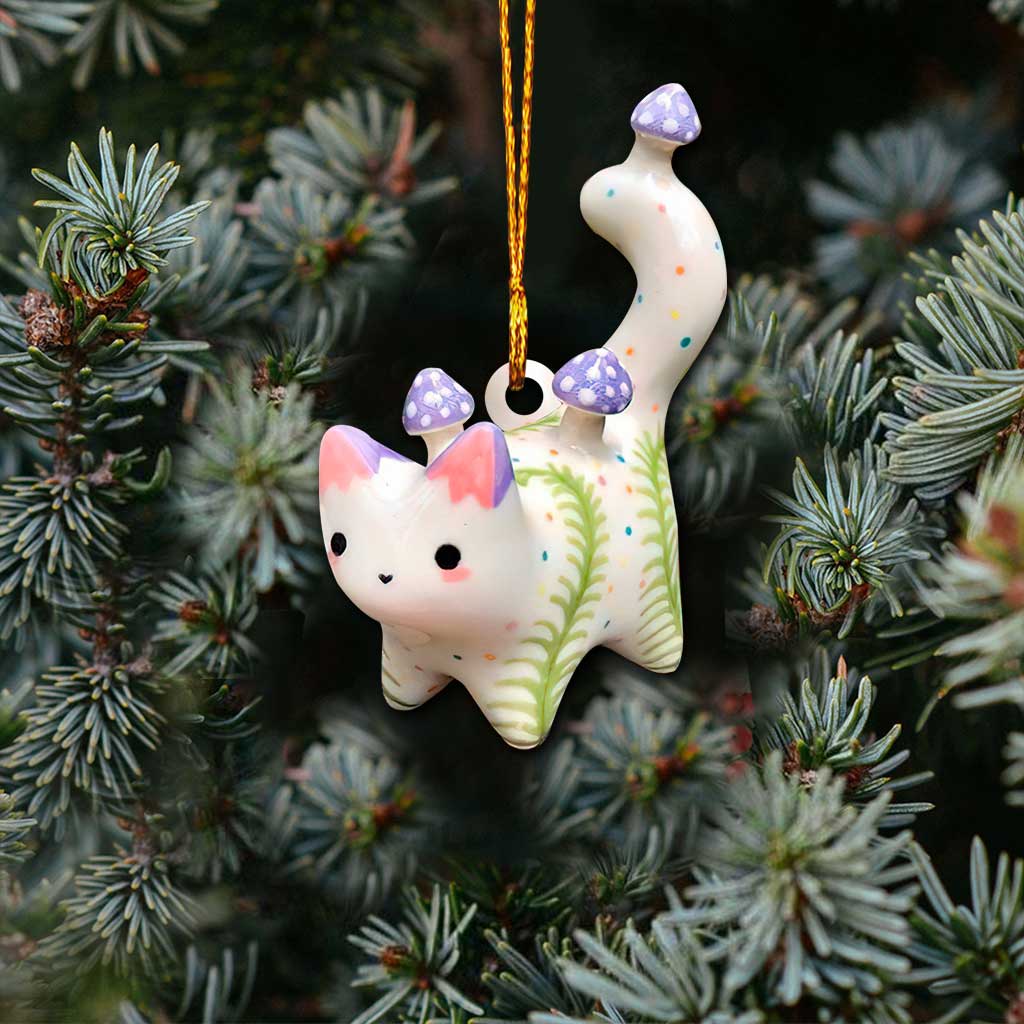 Cute Cat - Christmas Ornament With 3D Pattern Print (Printed On Both Sides)