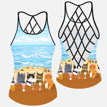 Summer On The Beach - Cat Cross Tank Top