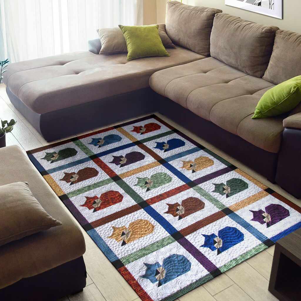 Love Cats Quilt Pattern Print Cat Rug 0622