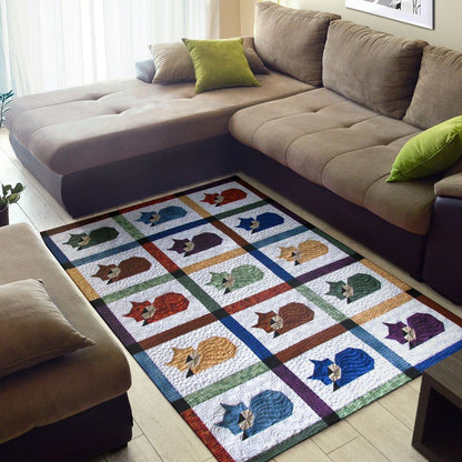Love Cats Quilt Pattern Print Cat Rug 0622