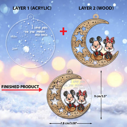I Love You To The Moon And Back - Personalized Christmas Mouse Layers Mix Ornament