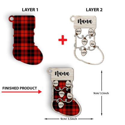 Grandma's Sock - Personalized Christmas Grandma Layered Wood Ornament