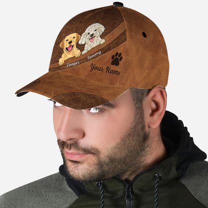 Dog Lovers - Leather Pattern Print Personalized Dog Classic Cap