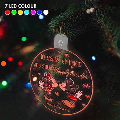 Still Happily Ever After - Personalized Christmas Mouse Round Led Acrylic Ornament