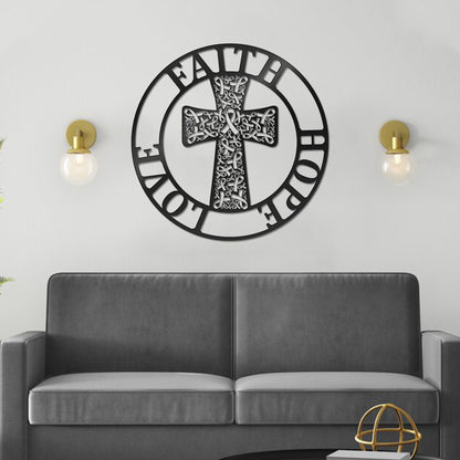 Faith Hope Love - Breast Cancer Awareness Cut Metal Sign 0822