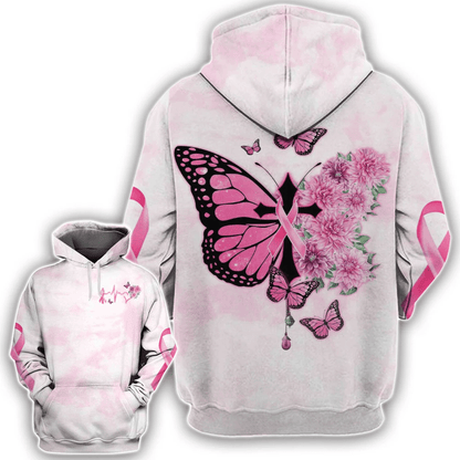 Butterfly Cross Pink Ribbon - Breast Cancer Awareness All Over T-shirt and Hoodie 0822