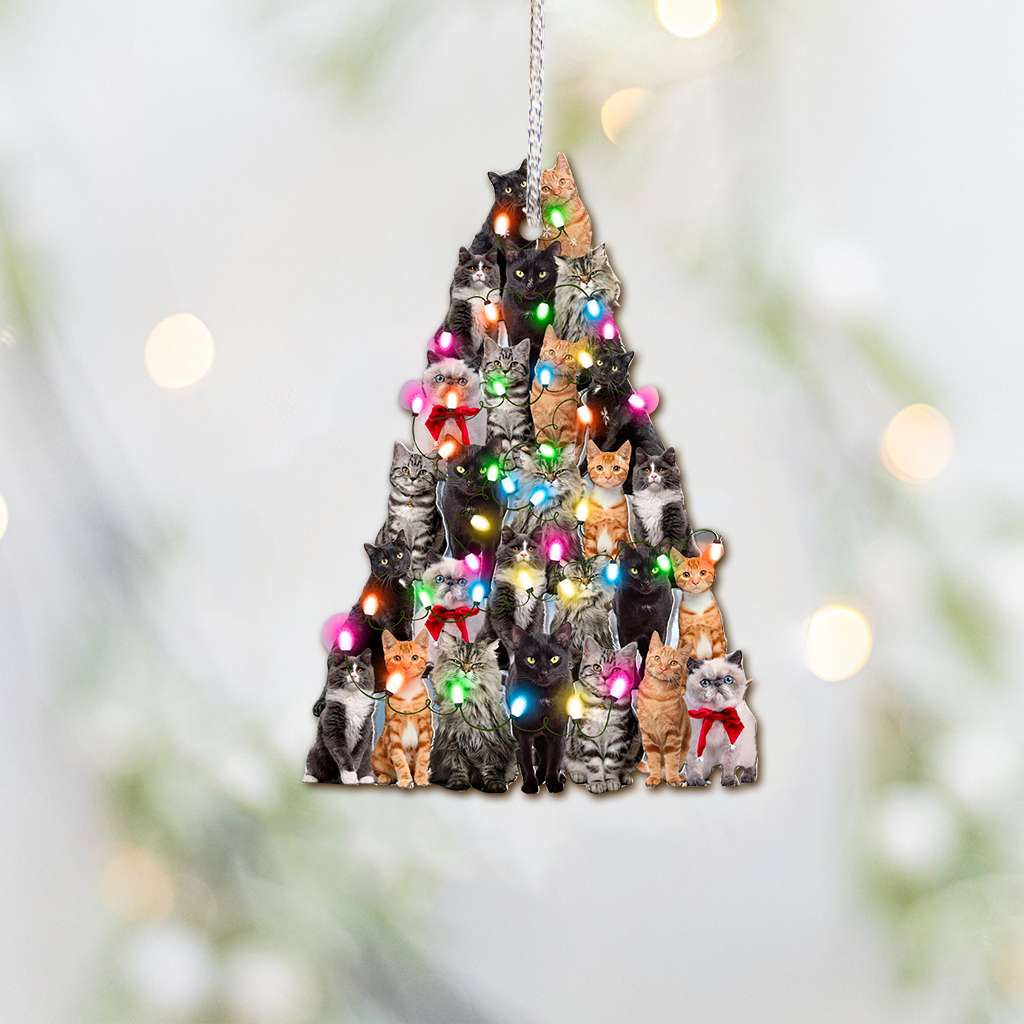 Cat Christmas Tree - Cat Ornament (Printed On Both Sides) 1022