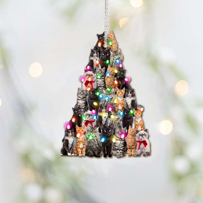 Cat Christmas Tree - Cat Ornament (Printed On Both Sides) 1022