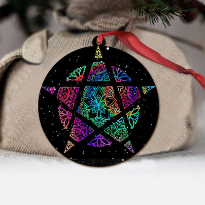 Colorful Pentacle - Witch Ornament (Printed On Both Sides) 1022