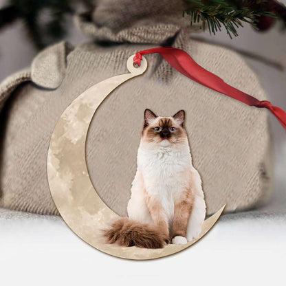 Ragdoll Cat Sits On The Moon - Cat Ornament (Printed On Both Sides) 1022