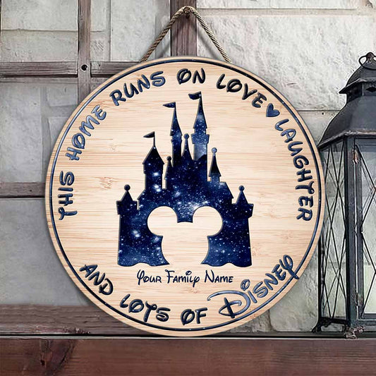 This Home Runs On - Personalized Mouse Round Wood Sign