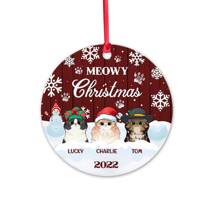 Meowy Christmas - Personalized Christmas Cat Ornament (Printed On Both Sides)