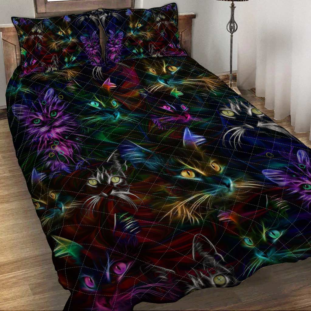 Cat Neon Cat  Quilt Set 0622