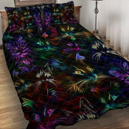 Cat Neon Cat  Quilt Set 0622