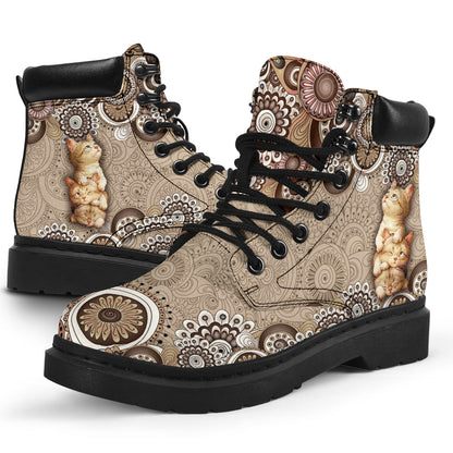 Kitties Flower Pattern Cat All Season Boots 0622