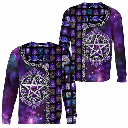 Witch Vibes Purple Pentagram All Over T-shirt and Hoodie