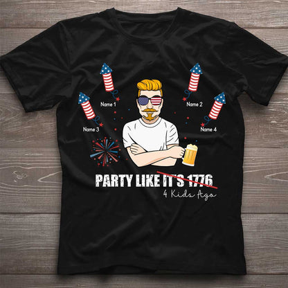 Party Like Four Kids Ago - Personalized Independence Day Father T-shirt and Hoodie