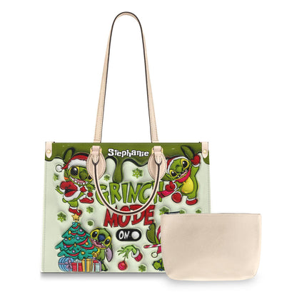 Grinch Mode - Personalized Ohana Leather Handbag