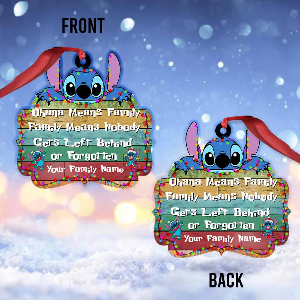 Ohana Means Family - Personalized Christmas Ornament (Printed On Both Sides)