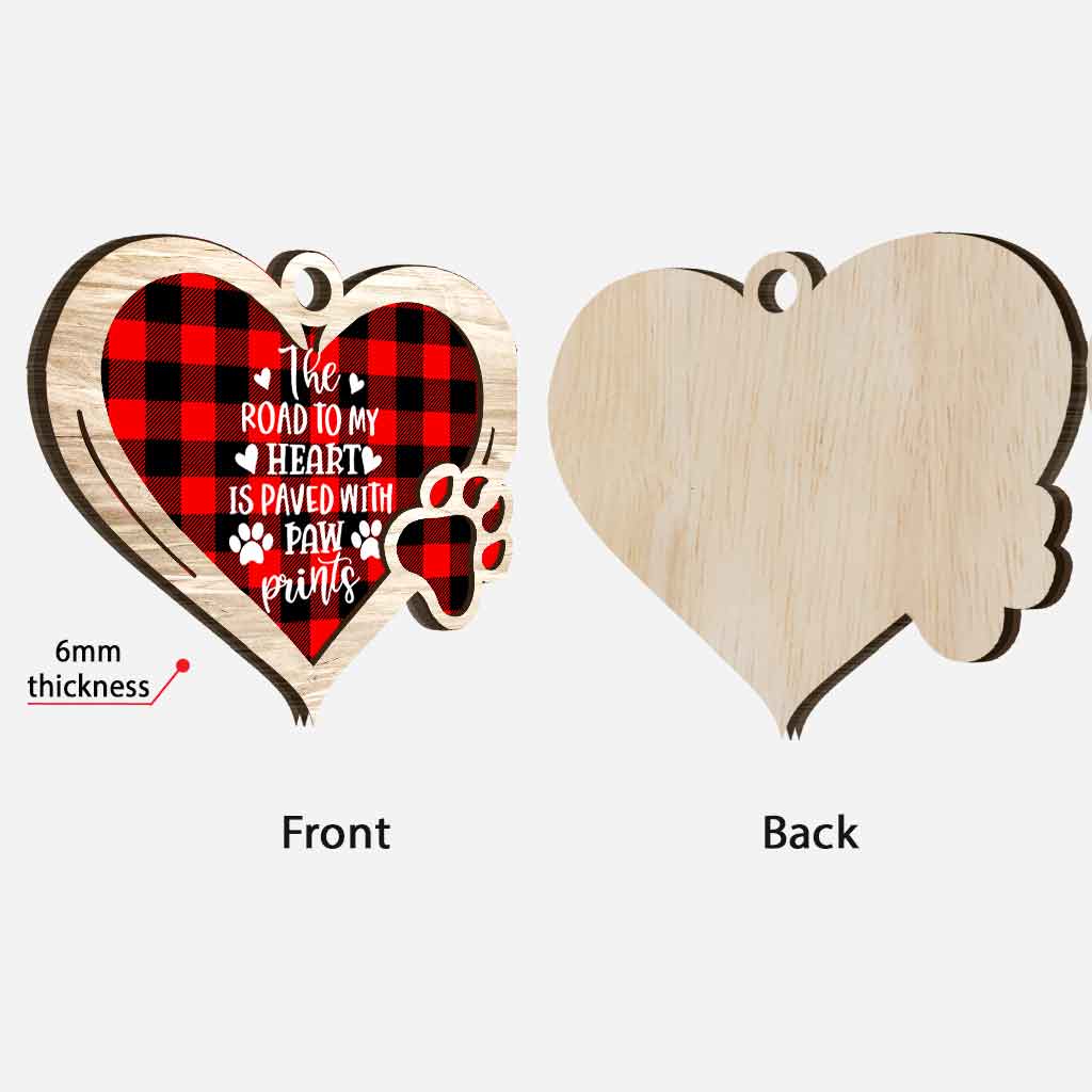 The Road To My Heart Is Paved With Paw Prints - Personalized Dog Layered Wood Ornament