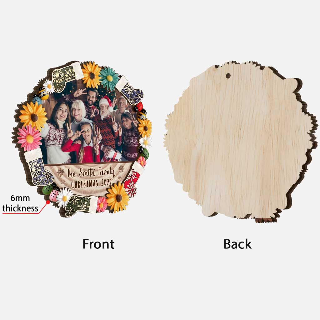 Family Snowflakes Flowers - Personalized Christmas Family Layered Wood Ornament