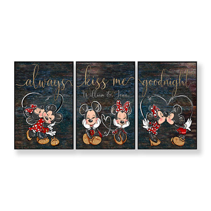 Always Kiss Me Goodnight - Personalized Couple Mouse Poster & Canvas Set