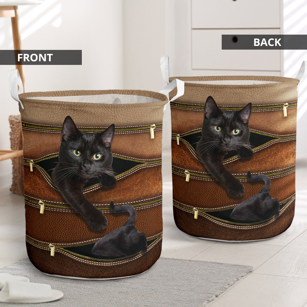 Cat Leather Pattern Print Cat Storage Basket 0622
